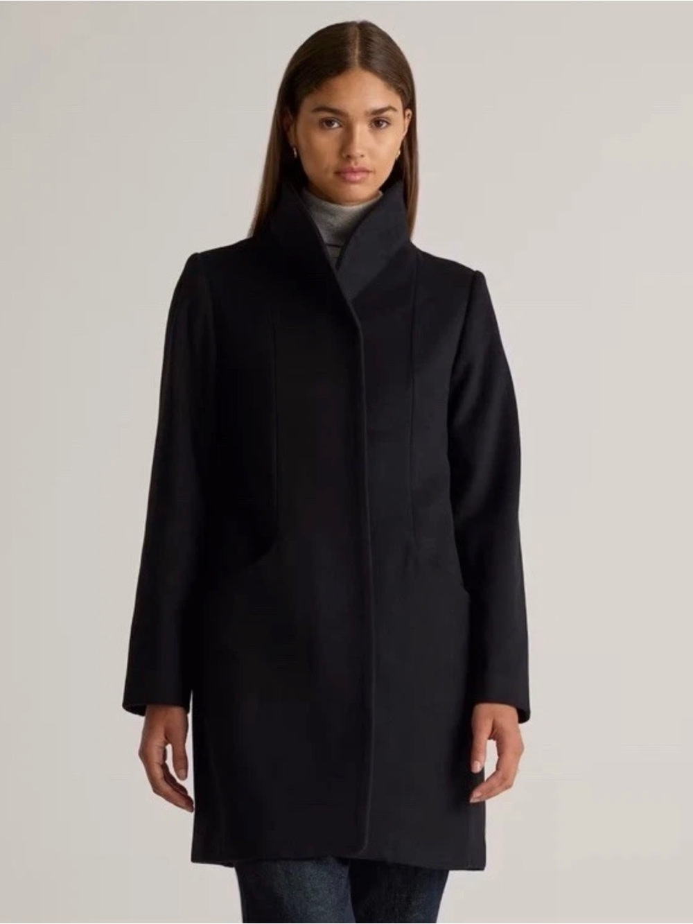 Quince NWT Women's Italian Wool Cashmere Cocoon Coat Black Size M Medium